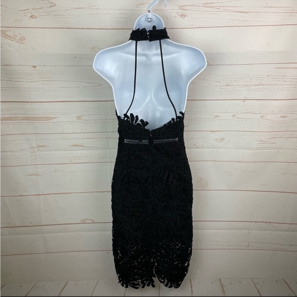 Bardot | Kara Black Crochet Overlay Halter Dress - Picture 2 of 8